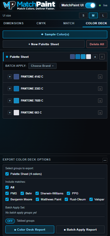 MPCompanion Color Deck tab